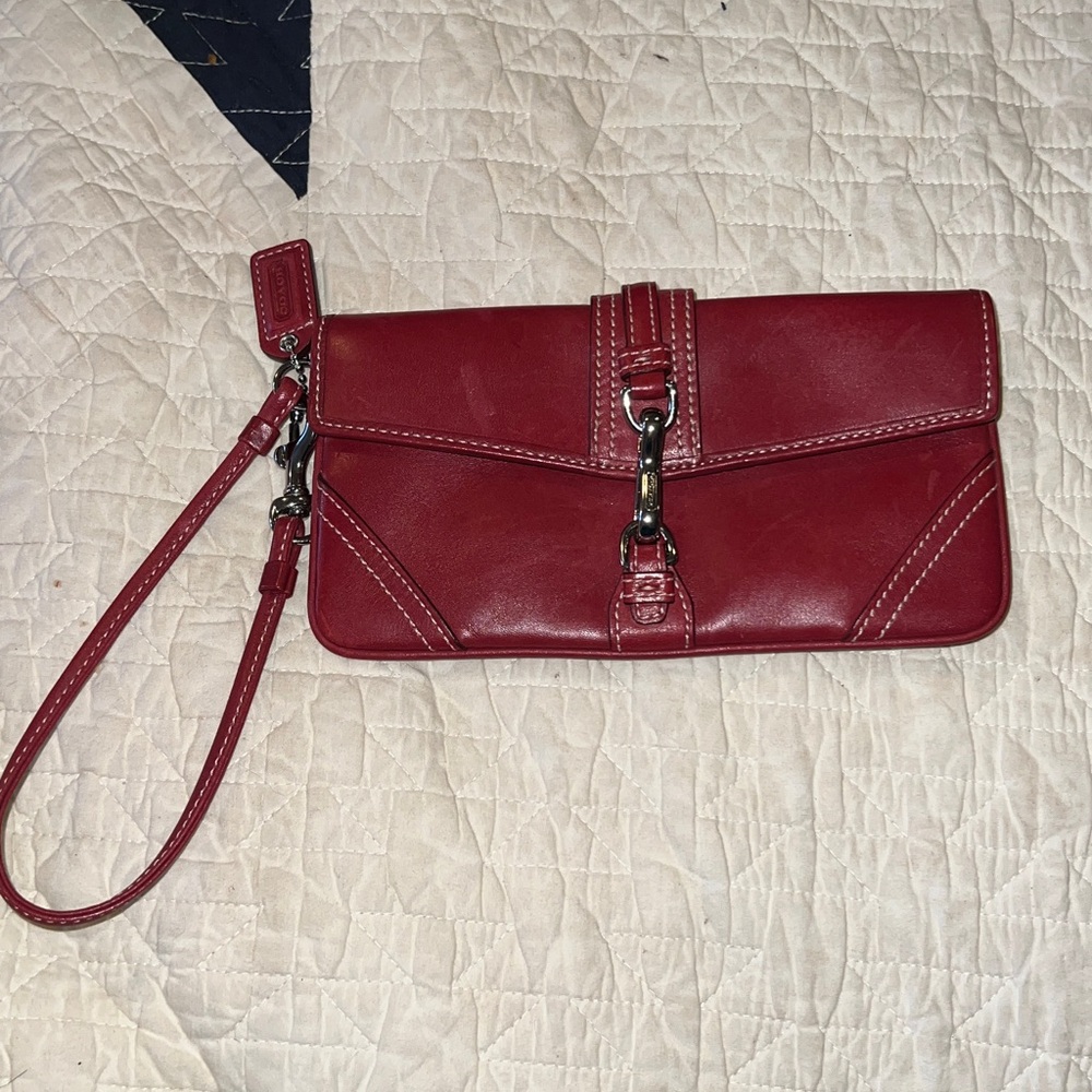 Coach red Leather Wristlet